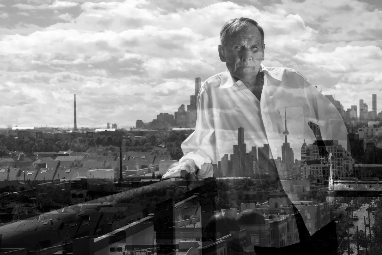 Karsten Riedel, double exposure with the Toronto skyline